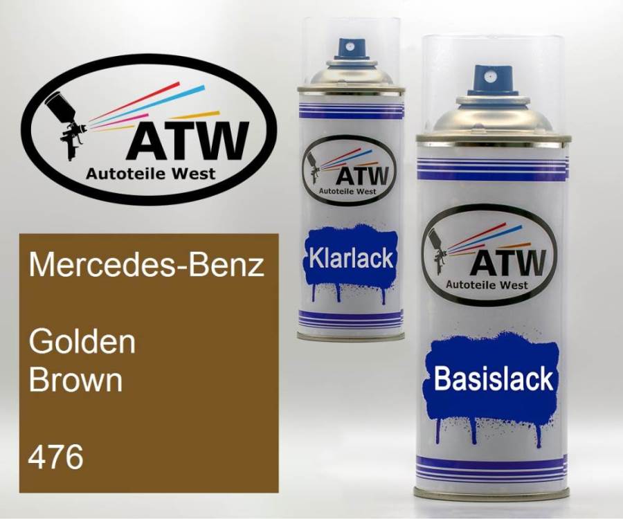 Mercedes-Benz, Golden Brown, 476: 400ml Sprühdose + 400ml Klarlack - Set, von ATW Autoteile West.
